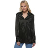 Simple Style V-Neck Long Sleeve Black Blouse for Women