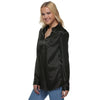 Simple Style V-Neck Long Sleeve Black Blouse for Women