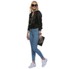Simple Style V-Neck Long Sleeve Black Blouse for Women