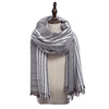 Stylish Stripe Tassel Double Faced Ladies Warm Scarf