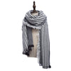 Stylish Stripe Tassel Double Faced Ladies Warm Scarf