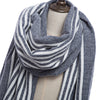 Stylish Stripe Tassel Double Faced Ladies Warm Scarf