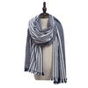 Stylish Stripe Tassel Double Faced Ladies Warm Scarf