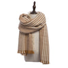 Stylish Stripe Tassel Double Faced Ladies Warm Scarf