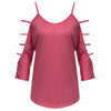 Stylish Spaghetti Strap Batwing Sleeve Bandage Design Pure Color Blouse for Ladies