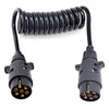 T23489 7 Pin Trailer Wiring Connector N-type Plastic Plug 150CM Spring Cable