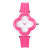 OTS T1152L Children Quartz Watch Flower Shape Artificial Diamond Dial Leather Band Wristwatch