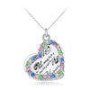 Lady Romantic Love Heart Shape Colorful Faux Diamond Letter Embellishment Platinum Plated Pendant Necklace