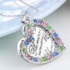 Lady Romantic Love Heart Shape Colorful Faux Diamond Letter Embellishment Platinum Plated Pendant Necklace