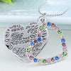 Lady Romantic Love Heart Shape Colorful Faux Diamond Letter Embellishment Platinum Plated Pendant Necklace