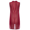 Brief Stand Collar Sleeveless Asymmetrical Chiffon Split Tank Top for Women