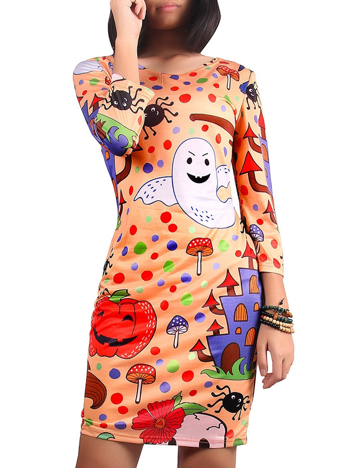 Halloween Printed Skinny Dress