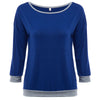 Trendy Round Collar Three Quarter Sleeve Color Block Spliced Women Blouse
