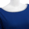 Trendy Round Collar Three Quarter Sleeve Color Block Spliced Women Blouse
