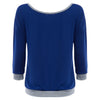 Trendy Round Collar Three Quarter Sleeve Color Block Spliced Women Blouse