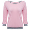 Trendy Round Collar Three Quarter Sleeve Color Block Spliced Women Blouse