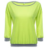 Trendy Round Collar Three Quarter Sleeve Color Block Spliced Women Blouse