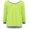 Trendy Round Collar Three Quarter Sleeve Color Block Spliced Women Blouse