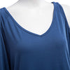 Trendy V-neck Cut Out Three Quarter Sleeve Pure Color Loose Women Blouse