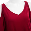 Trendy V-neck Cut Out Three Quarter Sleeve Pure Color Loose Women Blouse