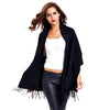 Batwing Sleeves Loose-Fitting Fringed Cape Shawl
