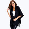Batwing Sleeves Loose-Fitting Fringed Cape Shawl