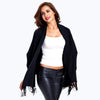 Batwing Sleeves Loose-Fitting Fringed Cape Shawl