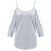 Stylish Spaghetti Strap Batwing Sleeve Bandage Design Pure Color Blouse for Ladies