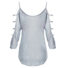 Stylish Spaghetti Strap Batwing Sleeve Bandage Design Pure Color Blouse for Ladies