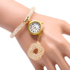 JUBAOLI 1111 Female Quartz Shiny Stainless Steel Mesh Band Flower Pendant