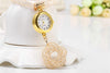 JUBAOLI 1111 Female Quartz Shiny Stainless Steel Mesh Band Flower Pendant