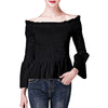 Flare Sleeves Waisted Ruched Blouse