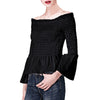 Flare Sleeves Waisted Ruched Blouse