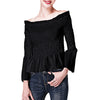 Flare Sleeves Waisted Ruched Blouse