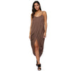 Sexy Spaghetti Strap Pure Color Draped Midi Dress for Women