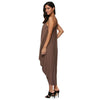 Sexy Spaghetti Strap Pure Color Draped Midi Dress for Women