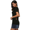 Sexy Round Collar Back Hollow Out Pure Color T-Shirt for Women