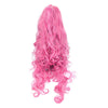 Women Anime Long Pink Curly Wigs with Ponytail Cosplay Party