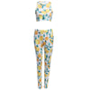 Trendy 2pcs Round Neck Sleeveless Print Crop Top Sheathy pants for Ladies