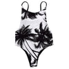 Spaghetti Strap Coconut Tree Print Tropical Backless Swimwear