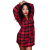 Plunging Neck Gingham Plus Size Shirt Dress