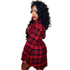 Plunging Neck Gingham Plus Size Shirt Dress