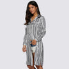 Street Style Turn Down Collar Allover Striped Button Design Blouse for Women
