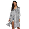 Street Style Turn Down Collar Allover Striped Button Design Blouse for Women