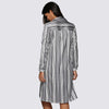 Street Style Turn Down Collar Allover Striped Button Design Blouse for Women