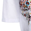 Retro Turn-down Collar Half Sleeve Embroidery Button Type Blouse for Ladies