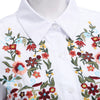 Retro Turn-down Collar Half Sleeve Embroidery Button Type Blouse for Ladies