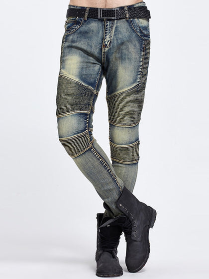 Zipper Fly Skinny Biker Jeans