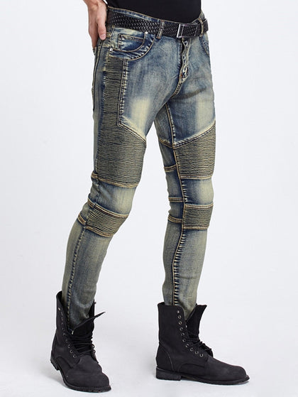 Zipper Fly Skinny Biker Jeans