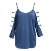 Stylish Spaghetti Strap Batwing Sleeve Bandage Design Pure Color Blouse for Ladies